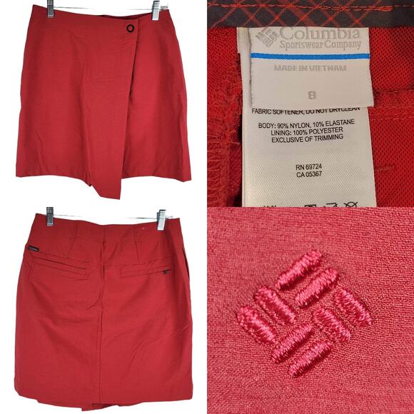 Columbia Dresses & Skirts - Columbia Women's Size 8 Anytime Wrap Skirt Red Camping Hiking Nylon